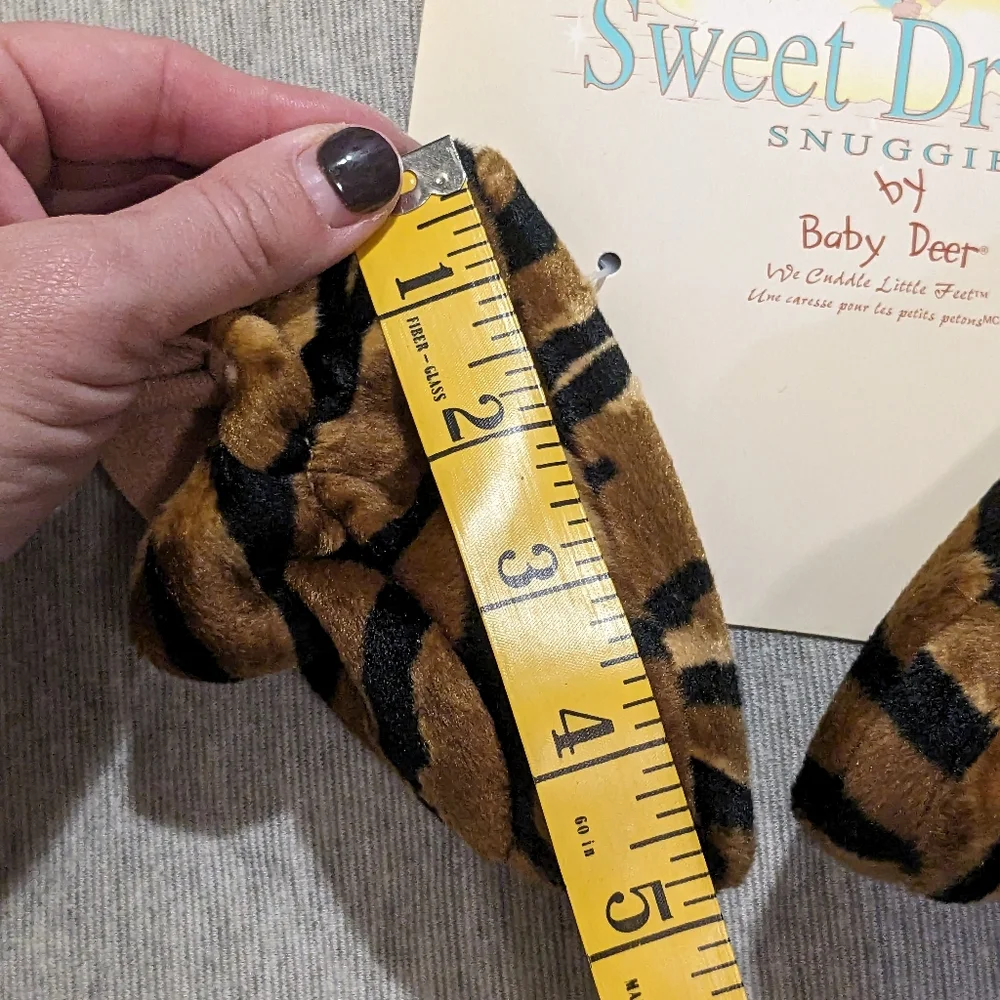 NEW Sweet Dreams Snuggies by Baby Deer Tiger Stripe Zip-up Booties Med 6-12m